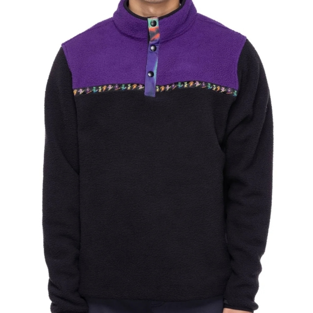 686 Grateful Dead Tioga Fleece Pullover  1/4 Snap Black Mens Size  L